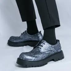 Sapatos de couro masculino aumento interno estilo britânico dedo grande sola grossa Derby sapatos masculinos de alta qua