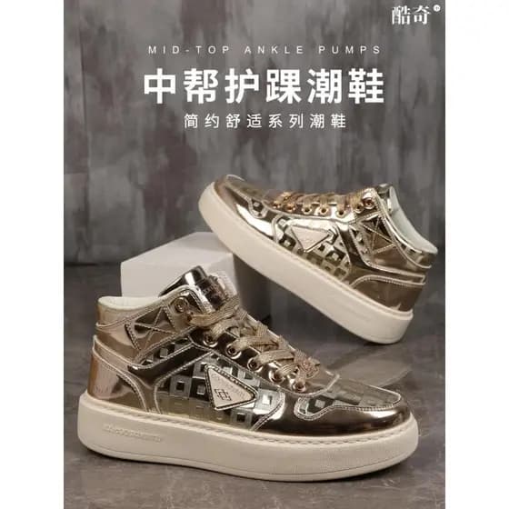 Sapatos masculinos legais genuínos 2025 novo estilo Mid-High Top moda All-Match na moda ancara tênis casuais de couro ve
