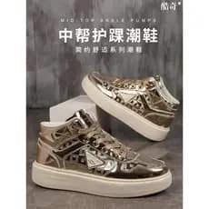 Sapatos masculinos legais genuínos 2025 novo estilo Mid-High Top moda All-Match na moda ancara tênis casuais de couro ve