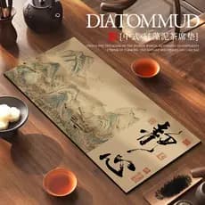 Mesa de chá para uma pessoa Novo corredor de mesa Zen chinês Tapete de mesa absorvente de lama de diatomáceas Sala de ch