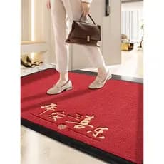 Tapete de porta de entrada estilo chinês vermelho antiderrapante tapete de pé resistente à sujeira tapete de porta desca