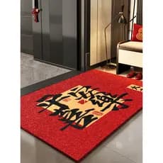 Círculo de seda tapete de entrada vermelho Housewarming porta de entrada tapete círculo de seda tapete antiderrapante in