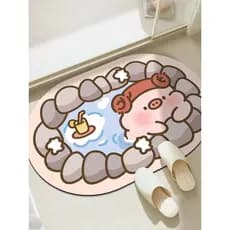 Tapete de banheiro de diatomáceas de desenho animado, tapete absorvente doméstico para porta de banheiro, estilo ins, po