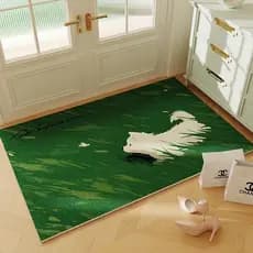 Tapete de porta de entrada verde dos desenhos animados pradaria Animal tapete de porta Anti-deslizamento anel de seda pé