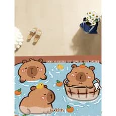 Kapibara novo estilo tapete de porta de entrada porta entrada dos desenhos animados tapete anel de seda pé tapete antide