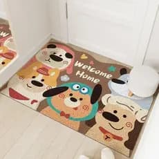 Anel de seda dos desenhos animados tapete de porta de entrada ao ar livre Anti-deslizamento resistente à sujeira tapete
