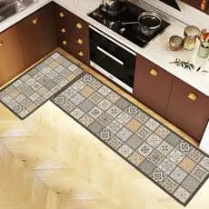 Retro americano cozinha especial tapete impermeável antiderrapante anti-óleo porta tapete longo pvc pé tapete resistente