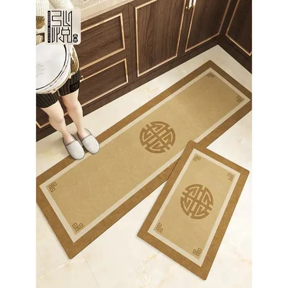 Tapetes de cozinha estilo Medieval absorvem água absorvem óleo antiderrapante tapete de cozinha longo em forma de L