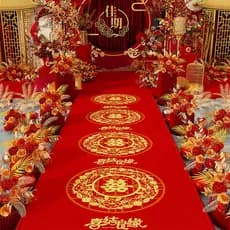 Corredor de casamento tapete longo vermelho palco festivo tapete decoração de casamento no local Layout tapete