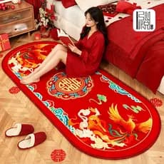 Estilo chinês dragão Phoenix festivo casamento tapete decoração do quarto de casamento pé vermelho quarto cabeceira cabe
