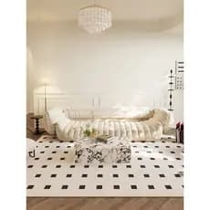 Francês sala de estar tapete estilo creme nórdico minimalista luz luxo quarto moderno xadrez preto branco simples tapete
