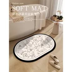 Tapete Oval americano para banheiro, lama de diatomáceas macia, absorve água, porta de vaso sanitário, lavatório, antide