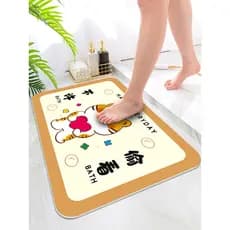 Tapete absorvente antiderrapante para banheiro, porta de banheiro, entrada para pés, tapete de banheiro, lama diatomácea