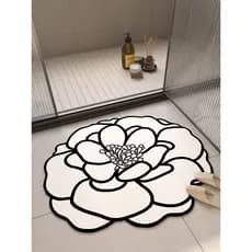 Tapete de chão para banheiro doméstico, antiderrapante, absorvente, preto e branco, estilo creme, imitação de lama de di