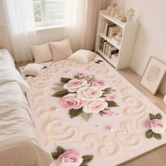 Quarto francês cobertor de cabeceira sala estar luz luxo estilo creme tapete doméstico engrossado Bay janela varanda Ant