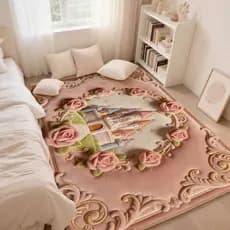 Cobertor de cabeceira para quarto francês, sala de estar, estilo creme de flores, casa interna, espessada, janela salien