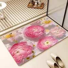 Tapete absorvente para banheiro doméstico, antiderrapante, secagem rápida, lama de diatomáceas, tapete para pés, flor, b