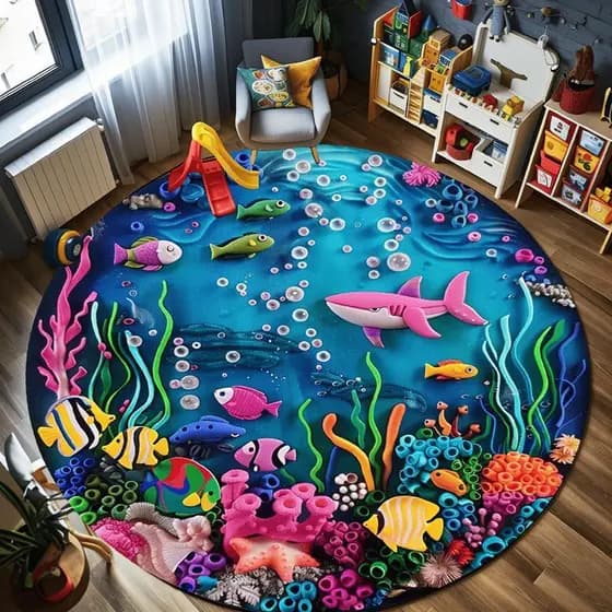 Tridimensional mar mundo quarto das crianças tapete rastejando quarto jogar área de leitura bebê apagável tapete descart