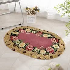Meixin rosa Oval tapete de chão quarto porta do banheiro tapete de entrada porta do banheiro absorver água tapete antide