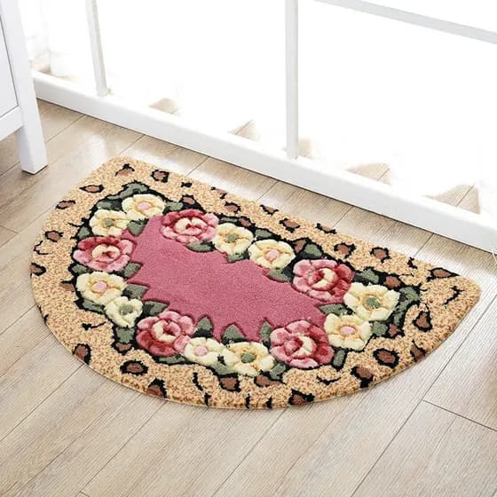 Meixin flor semicírculo tapete de chão quarto porta do banheiro tapete de entrada porta do banheiro absorver água tapete