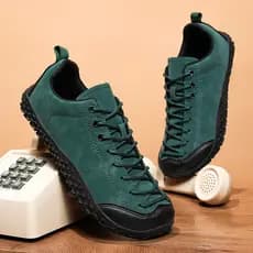 Ao ar livre couro genuíno das mulheres dos homens caminhadas sapatos esportes casal antiderrapante absorção de choque re