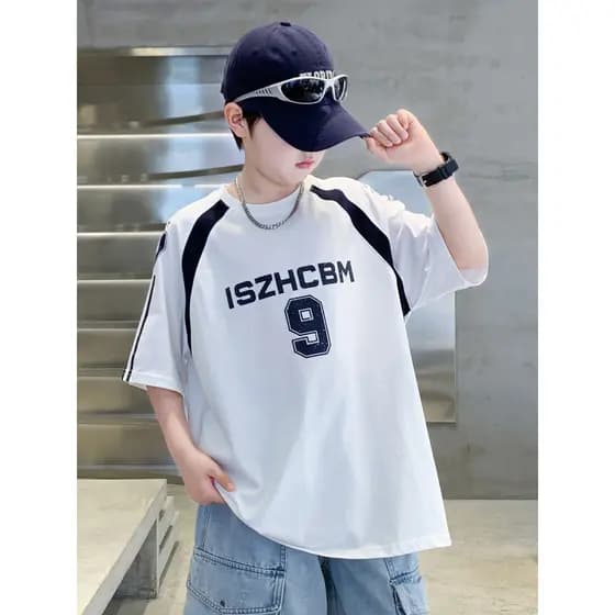 Meninos camiseta infantil puro algodão branco médio grande roupas infantis roupas infantis simples Casual meninos solto