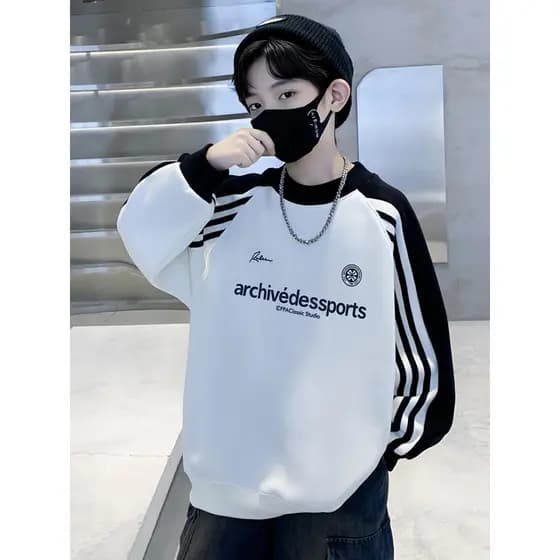 Primavera outono novo estilo moletom para meninos versão coreana médio grande roupas infantis camisa de fundo infantil r