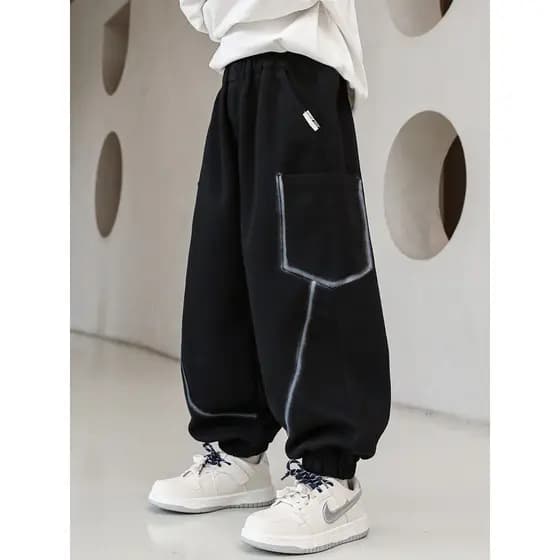 Meninos esportes primavera outono novo estilo solto gordura crianças Sweatpants médio grande crianças calças moda Casual