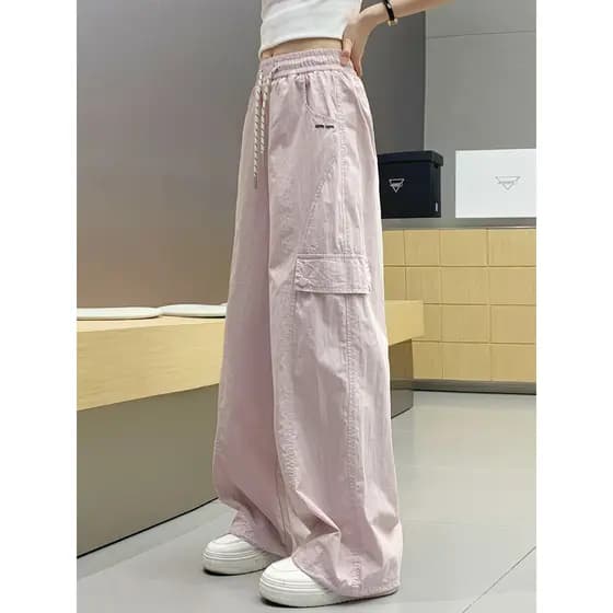 Meninas calças primavera outono novo estilo roupas temporada preto perna larga verão macacão fino adolescentes em linha