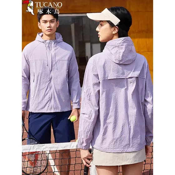 Woodpecker novo estilo casal leve respirável roupas de pele gelo seda protetor solar roupas das mulheres dos homens UPF5