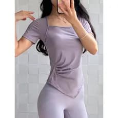 Roupas de Yoga irregulares topo feminino mais magro olhar respirável magro-ajuste roupas de Fitness All-match correndo e