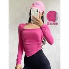 Com almofada no peito escovado yoga topo feminino correndo esportes roupas de Fitness Casual ao ar livre Wear mais magro