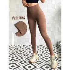 Primavera outono Nude sentir forro calças de Fitness mulheres cintura alta Leggings esportivas exterior Wear correndo pê
