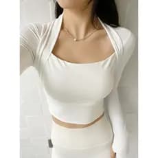 Nublado xale cinta almofada de peito falso roupas de Fitness de duas peças feminino nu de secagem rápida esportes topo e