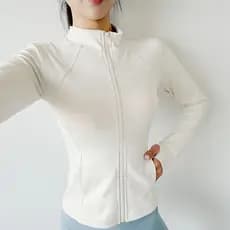 Roupas de Yoga femininas primavera outono quente esportes topos fino-ajuste mais magro olhar jaqueta de manga comprida c