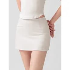 Vitalidade Café Pequeno com Anti-reflexo Fitness Simples Saia Hip-embalada Cintura Média Baixa Linha A Cintura Estreita