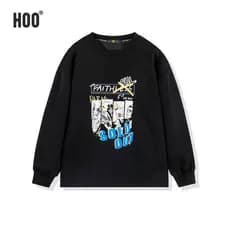 Hoo roupas infantis meninos de manga comprida meninos roupas de outono médio grande crianças em torno do pescoço estilo