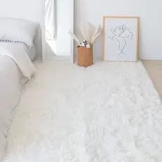 Tapete estilo nórdico para quarto e sala de estar, tapete branco de pelo longo para meninas, tapete macio para o chão, t