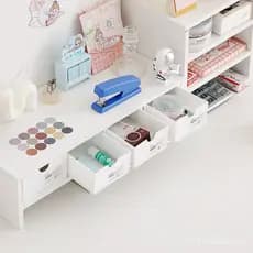Prateleira de armazenamento para mesa com gavetas, caixa pequena para dormitório, organizador de mesa estilo ins para es