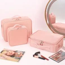 Bolsa de maquiagem portátil grande para mulheres, bolsa de armazenamento de alta capacidade e alta qualidade para maquia