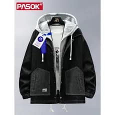 Juventude falsa jaqueta com capuz de duas peças 2026 primavera outono jaqueta solta masculina moda Street Wear à prova d