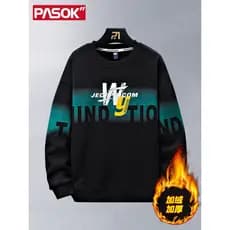Fleece-Fleece impresso moletom masculino outono inverno 2026 novo estilo Street Wear manga comprida interior você