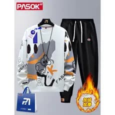 Forro de lã de inverno terno de duas peças juventude bonito combinando terno na moda estudante do ensino médio moletom S