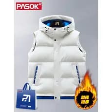 2026 outono inverno com capuz americano na moda algodão acolchoado colete masculino All-match japonês algodão acolchoado