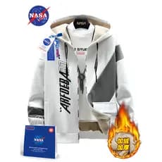 NASA Flagship Store Site Oficial Co-Branded Moletom Masculino Outono Cordeiro Fleece Versão Coreana Roupas de Inverno da