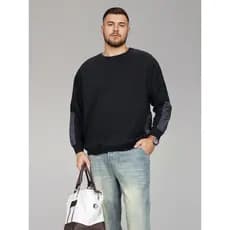 Fat Brother moletom masculino tamanho grande mais gordura mais outono manga longa gordura Casual solto costura camisa de