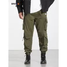 Fat Brother plus Size macacão masculino Multi-bolso solto mais gordura mais puro algodão na moda pés pequenos calças cas