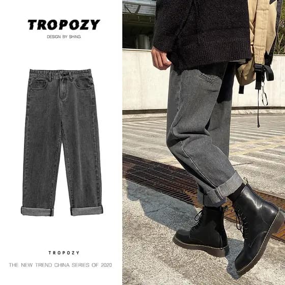 Martin botas combinando com o que calças masculinas preto bonito Jeans retos pernas longas jovens na moda combinando com