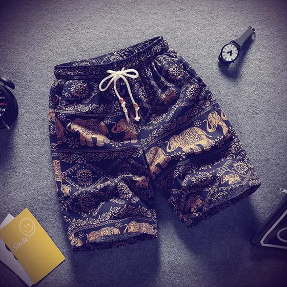 Verão linho Social cara Shorts espírito masculino tendência versão coreana padrão Floral calças de cinco pontos estilo é