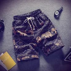 Verão linho Social cara Shorts espírito masculino tendência versão coreana padrão Floral calças de cinco pontos estilo é